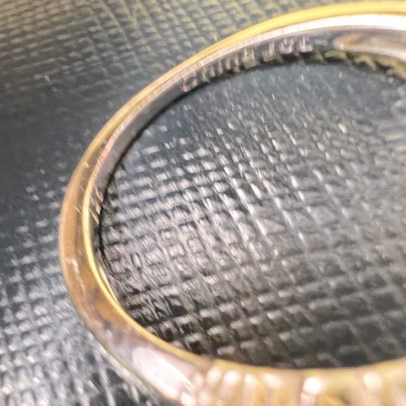 Beautiful Aurora Borealis pear cut unique band style ring 14K White Gold & 925 - Picture 11 of 13